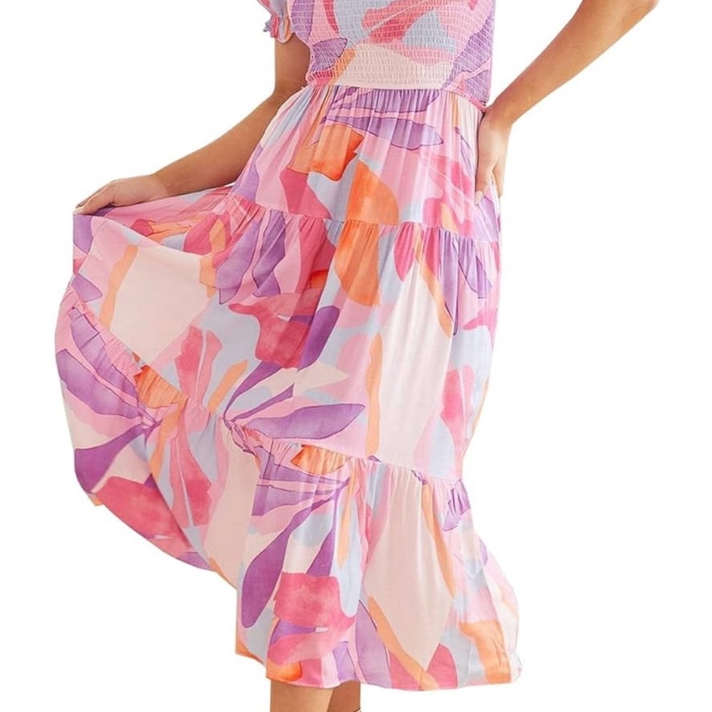 Pink Print Maxi Dress